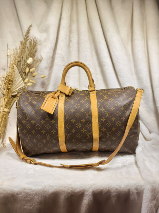 Authentic pre-owned Louis Vuitton Keepall 50 bandoliere travel luggage bag