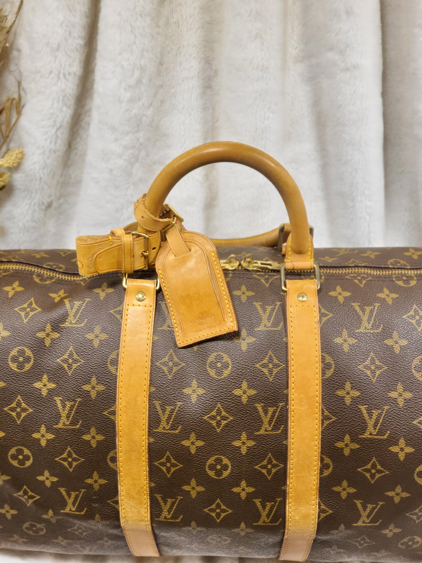 Authentic pre-owned Louis Vuitton Keepall 50 bandoliere travel duffel bag