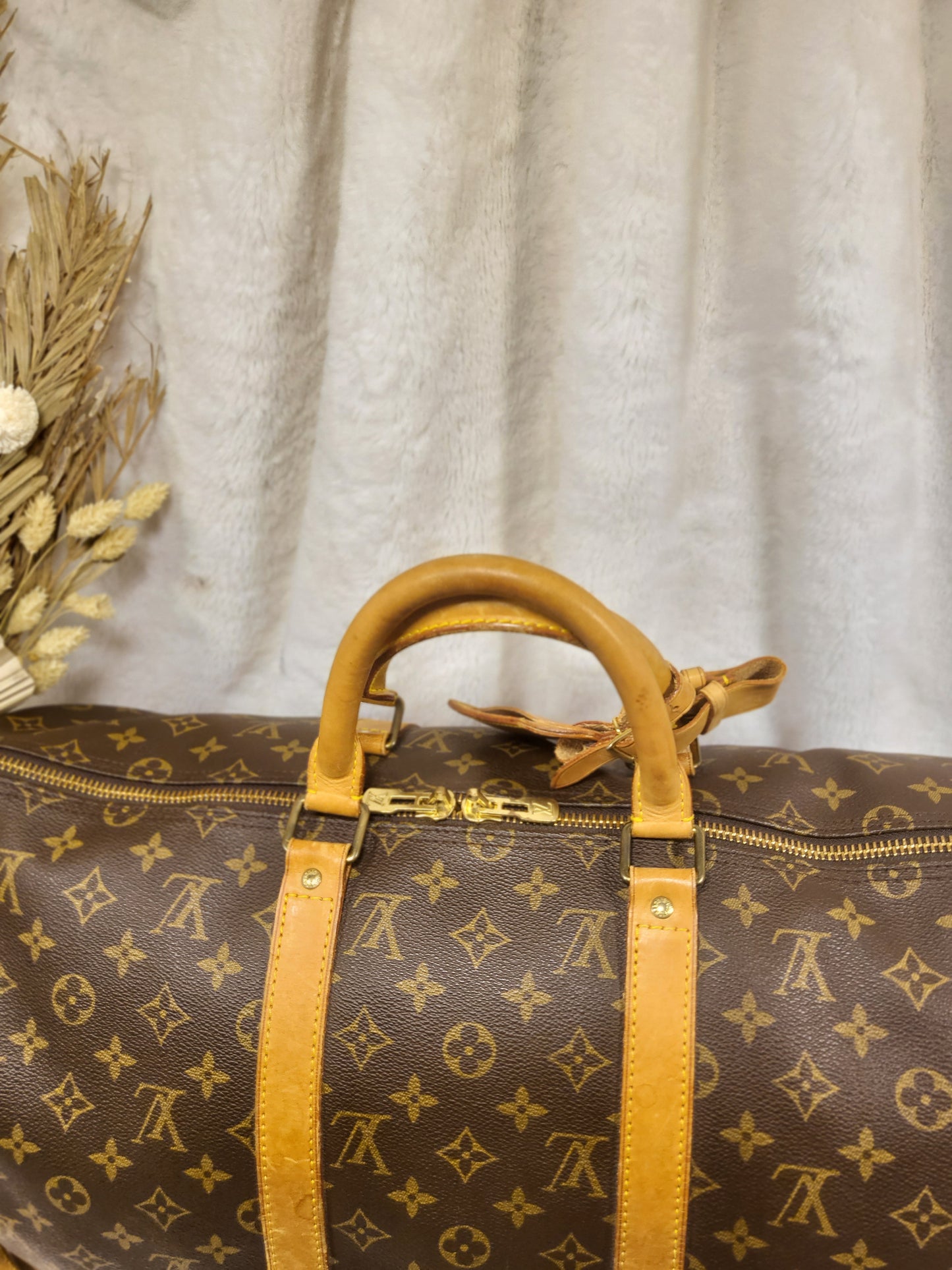 Authentic pre-owned Louis Vuitton Keepall 50 bandoliere travel duffel bag