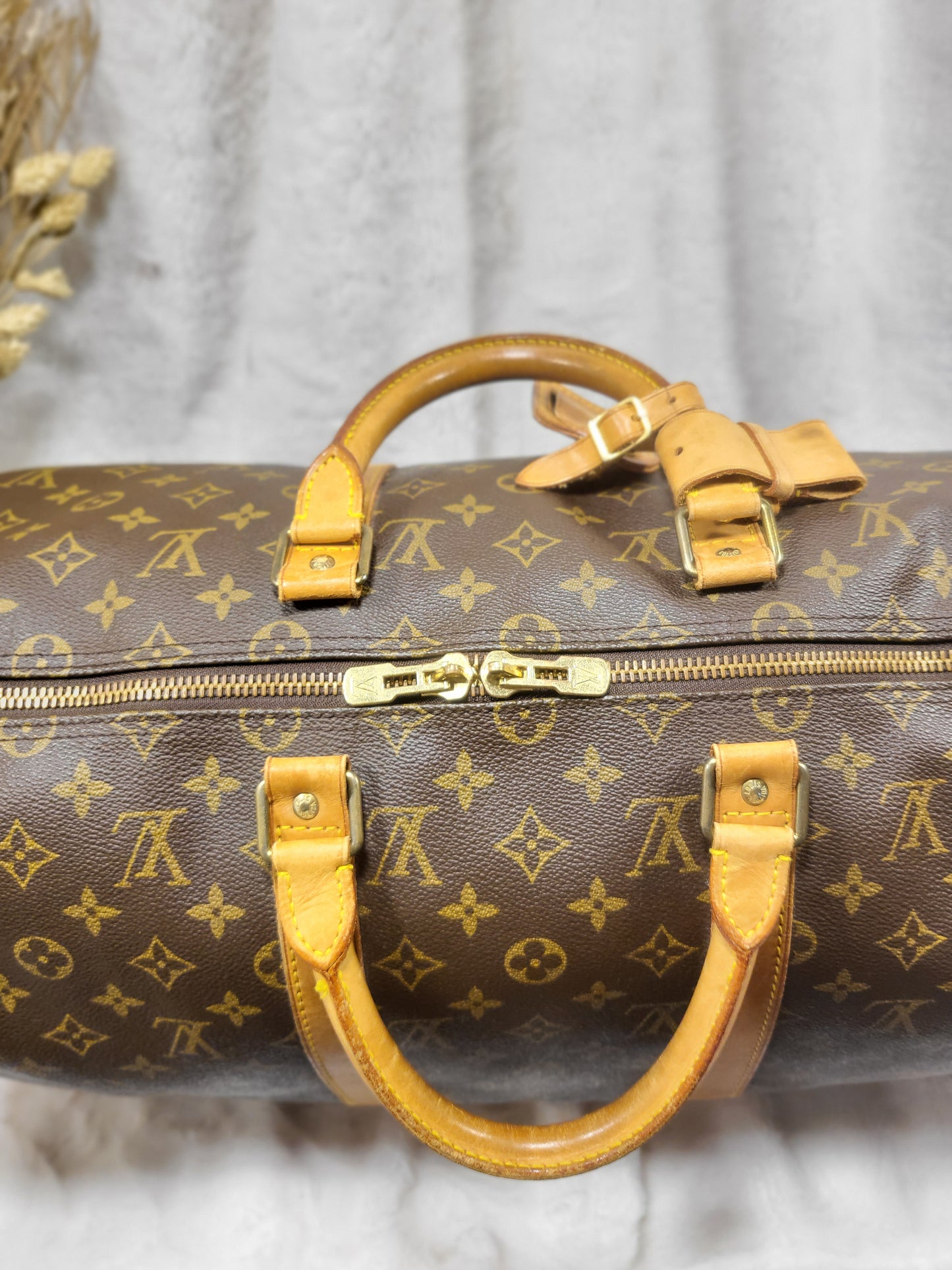 Authentic pre-owned Louis Vuitton Keepall 50 bandoliere travel duffel bag