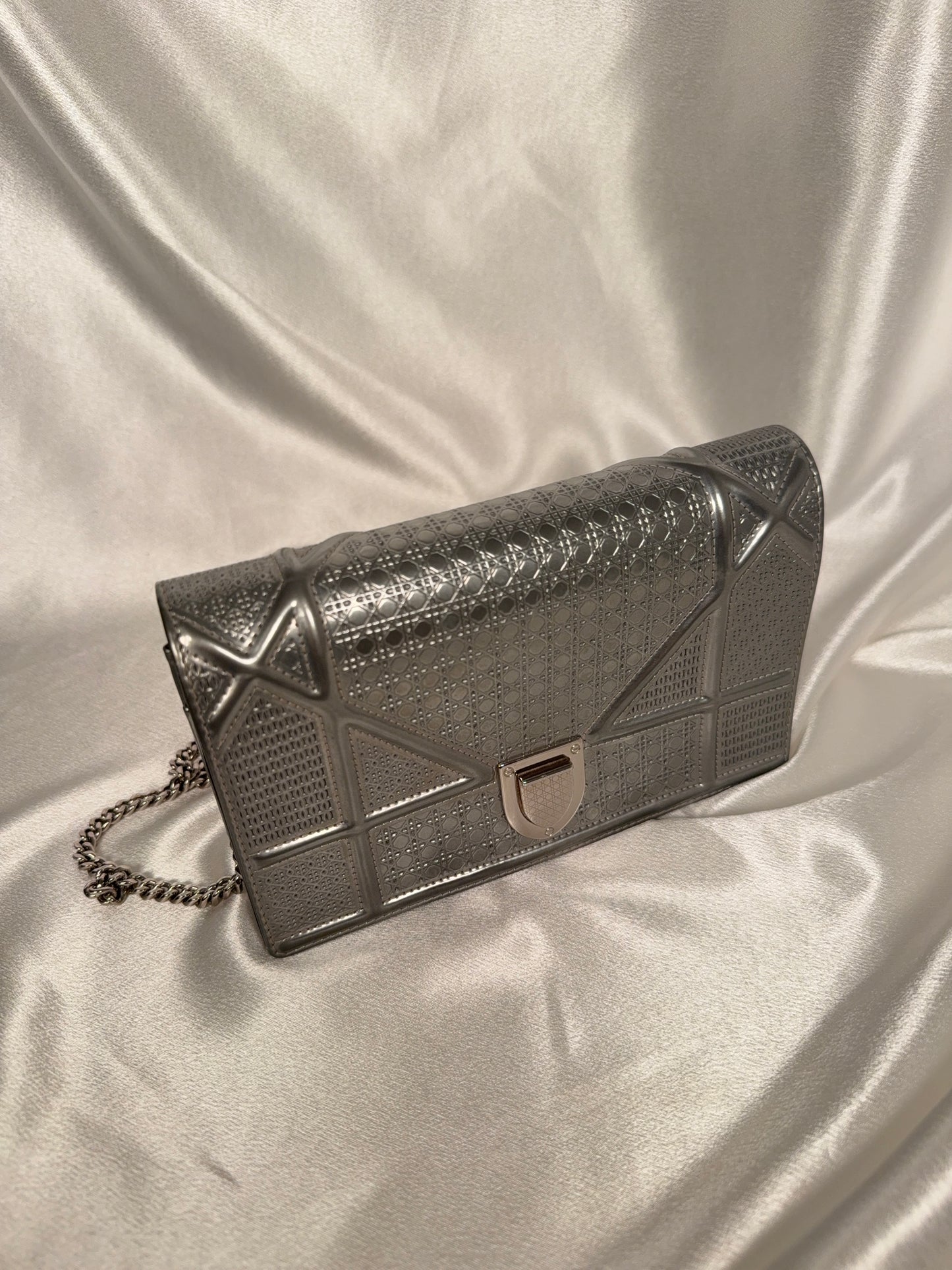 Dior Diorama Wallet on Chain WOC Metallic Calfskin