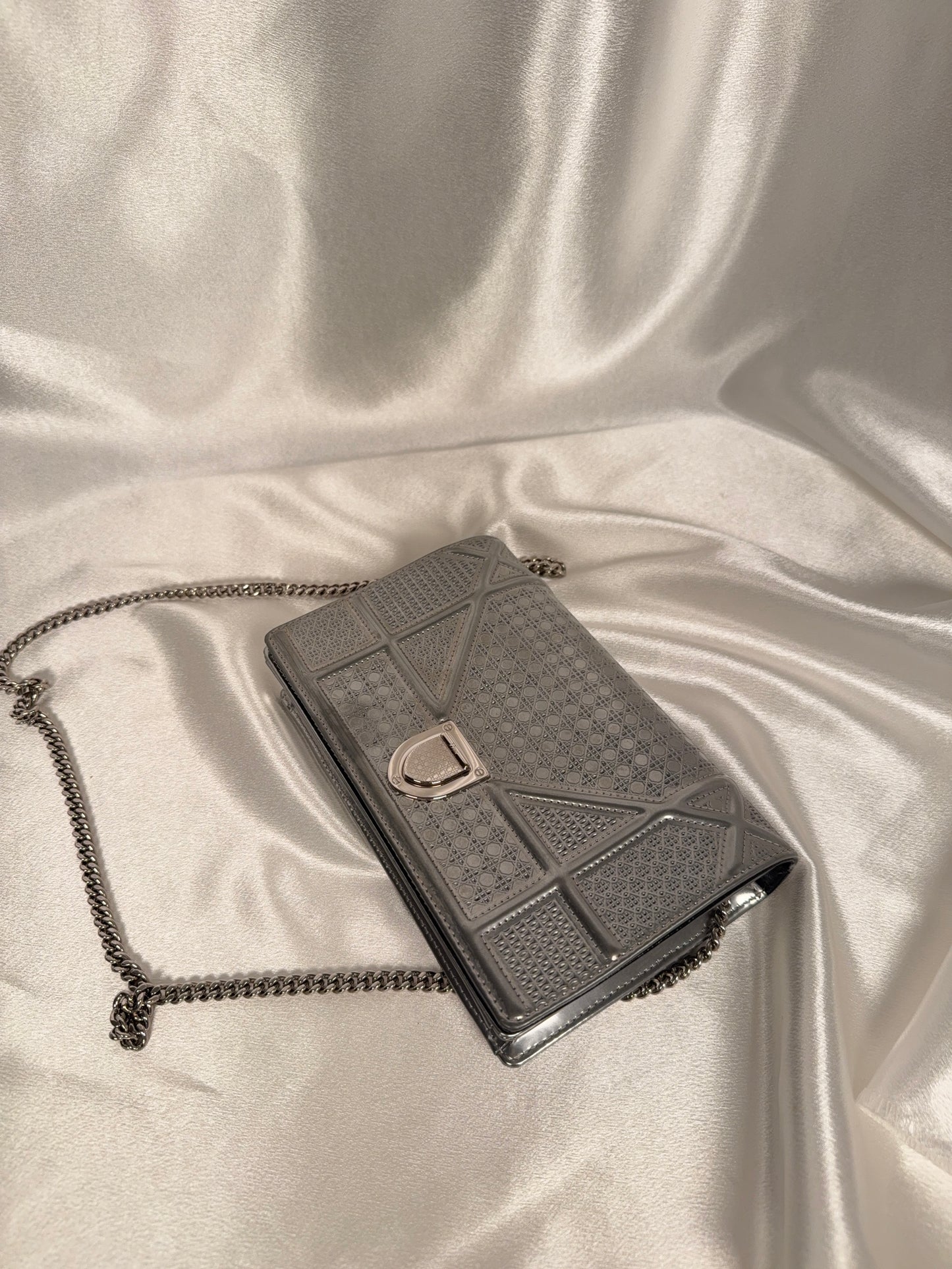 Dior Diorama Wallet on Chain WOC Metallic Calfskin