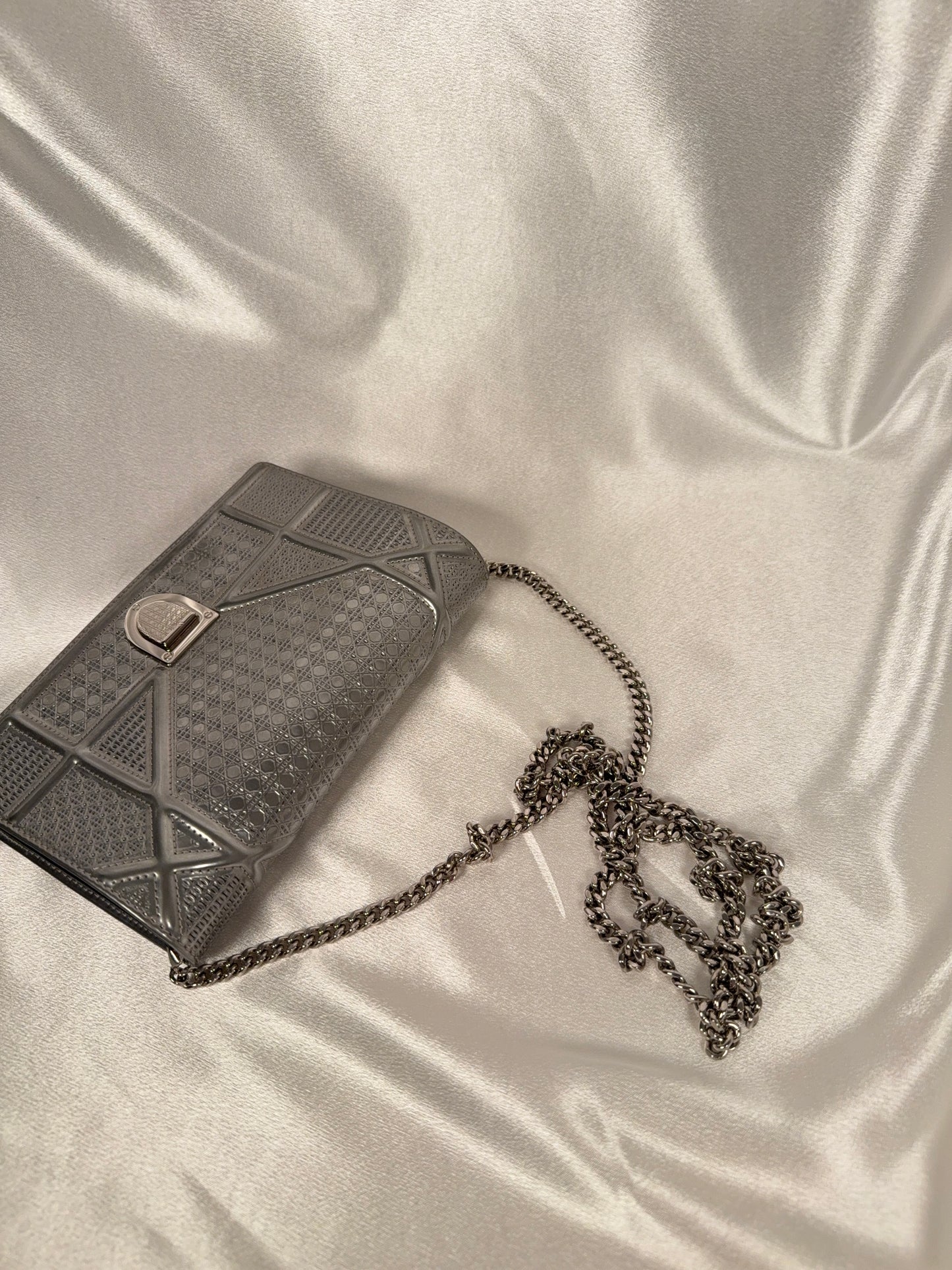 Dior Diorama Wallet on Chain WOC Metallic Calfskin