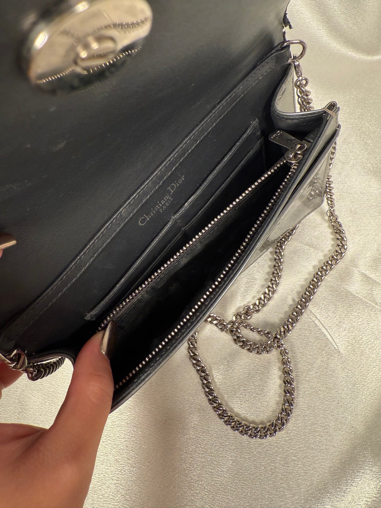 Dior Diorama Wallet on Chain WOC Metallic Calfskin