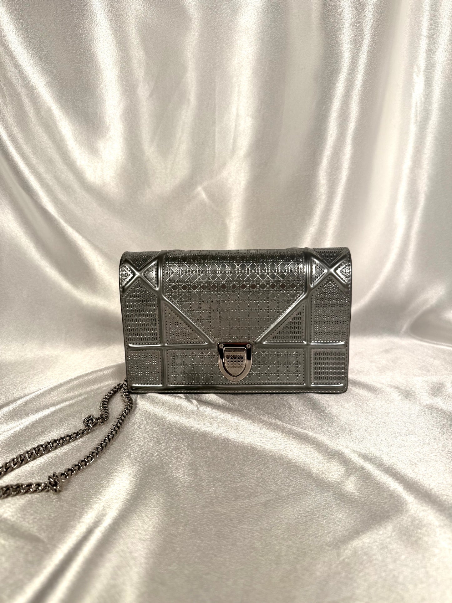 Dior Diorama Wallet on Chain WOC Metallic Calfskin