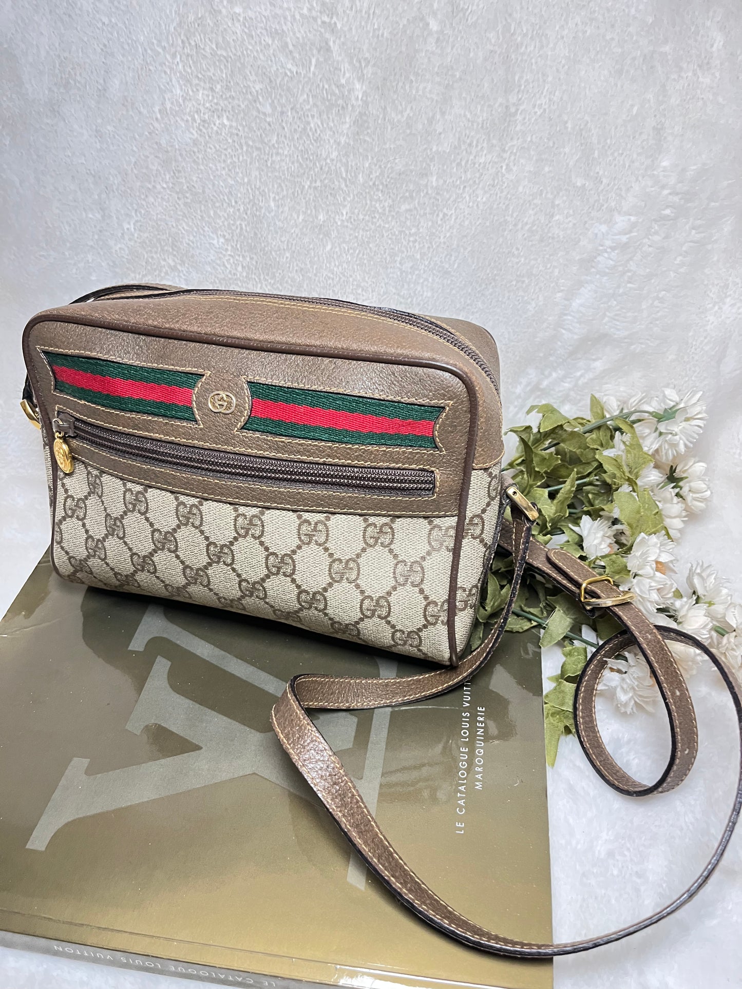 Authentic pre-owned Gucci ophidia sherry line crossbody shoulder bag