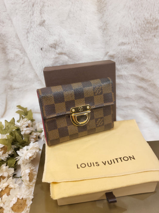 Authentic Louis Vuitton Damier Ebene Kisslock Wallet for Sale in