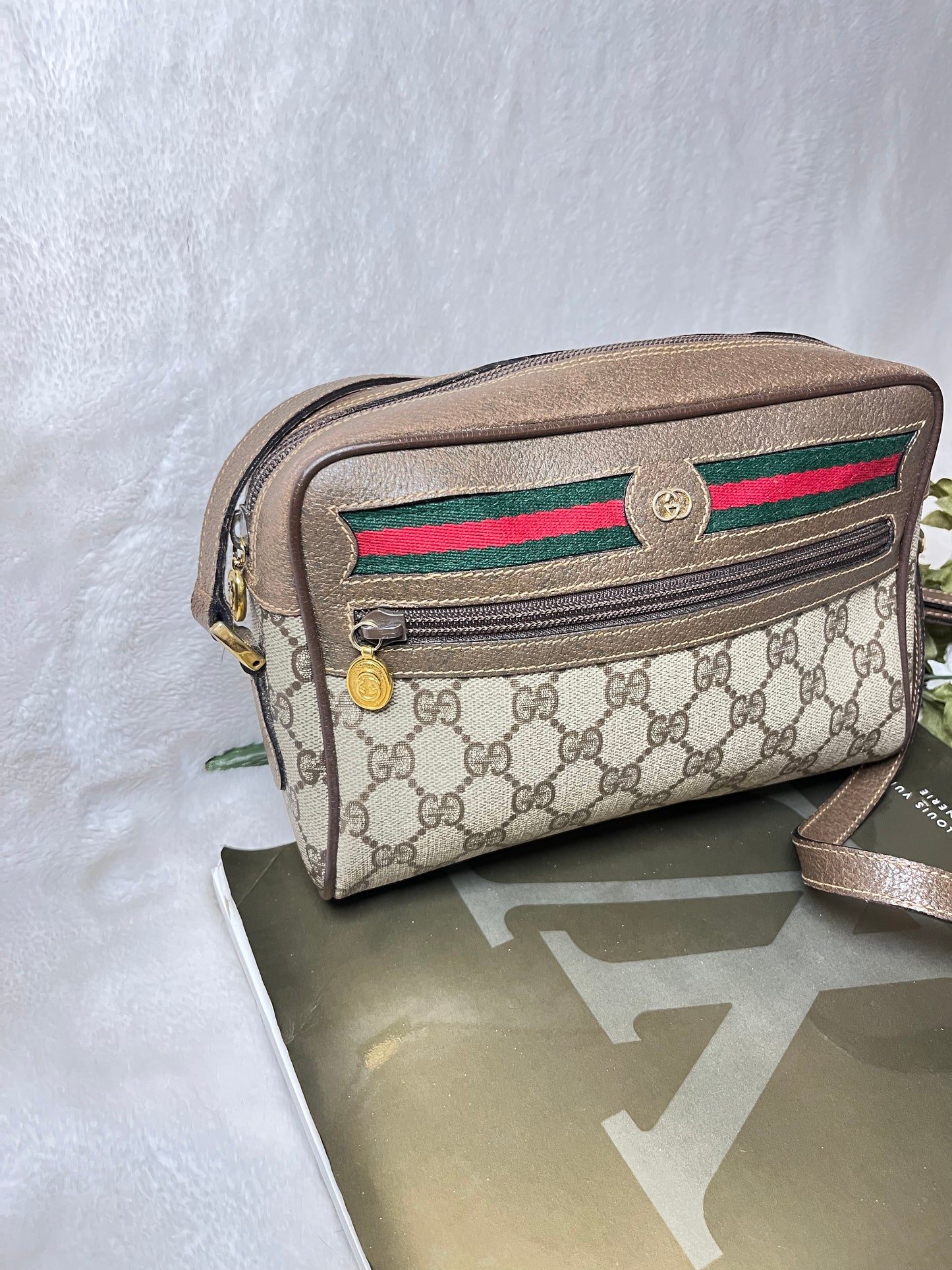 Authentic pre-owned Gucci ophidia sherry line crossbody shoulder bag