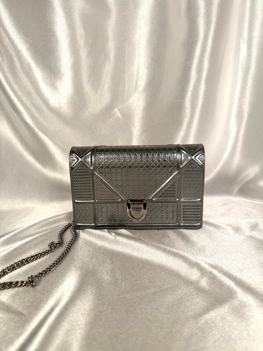 Dior Diorama Wallet on Chain WOC Metallic Calfskin