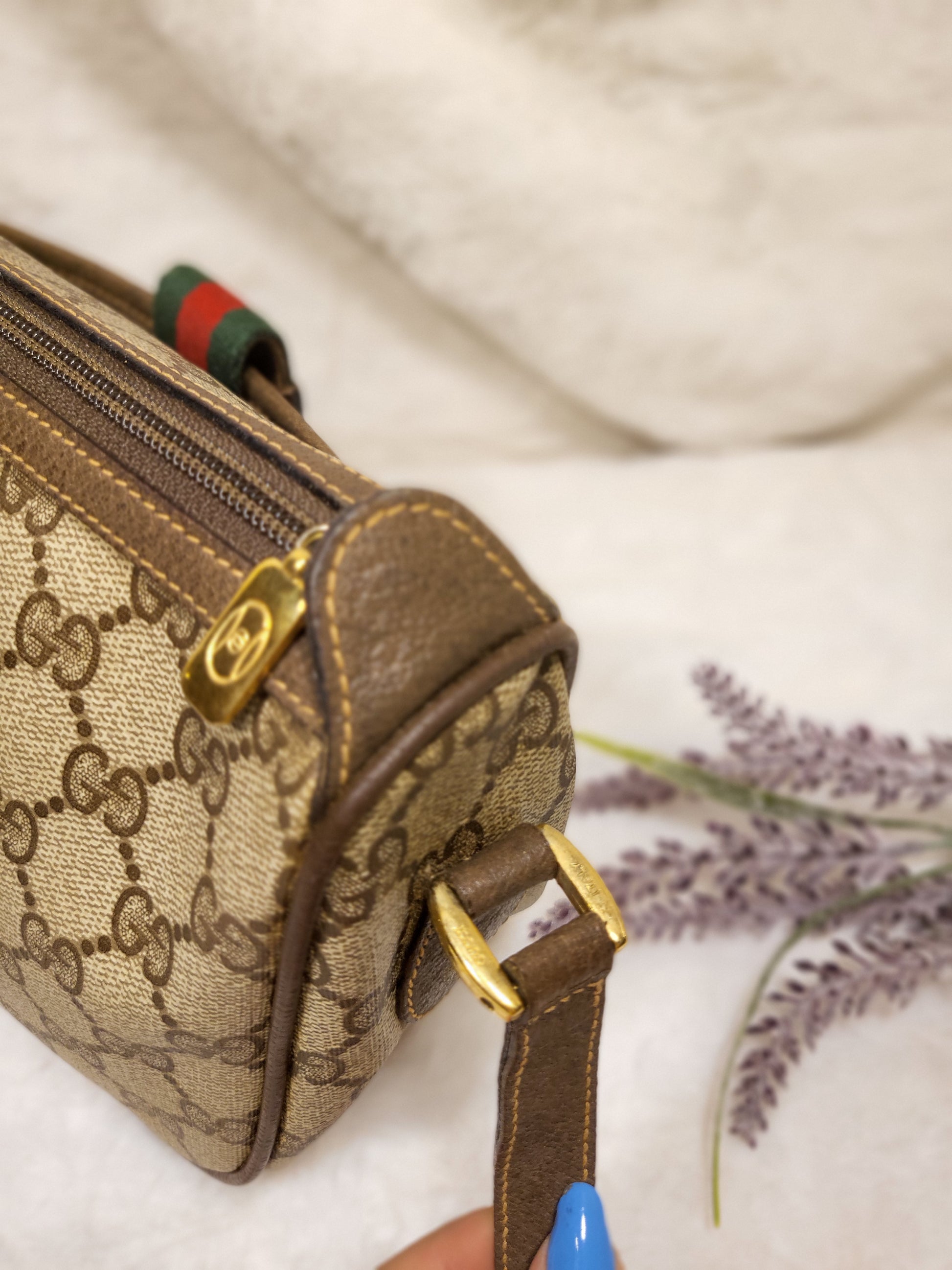 Gucci Vintage Brown Monogram Barrel Shoulder Bag