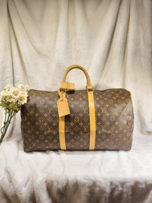 Authentic pre-owned Louis Vuitton Keepall 50 duffel travel bag