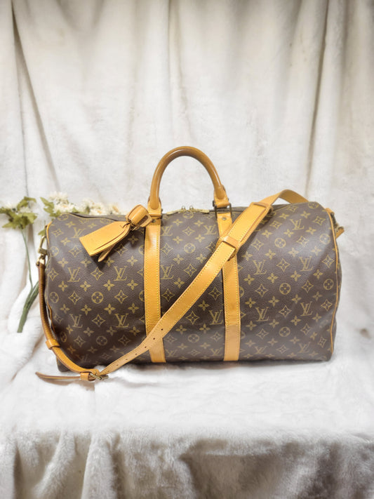 Authentic pre-owned Louis Vuitton Keepall 50 bandoliere travel luggage bag